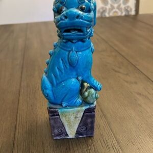 Blue Ceramic Foo Dog Figurine